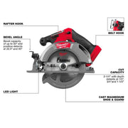 Milwaukee 2833-20 M18 FUEL 18V Lithium-Ion Brushless Cordless 6-1/2 in. Circular Saw (Tool-Only)
