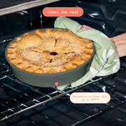 Beautiful 12-Piece Stoneware Bakeware Set with Acacia Wood Tools, Thyme Green, Oven Safe to 450F, Ceramic Crock, 29116