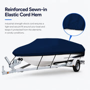 Seamander 600D Waterproof Polyester Boat Cover, Heavy Duty Marine-Grade Material, Fits 20-22 ft L x 100 in W V-Hull Fishing Ski Boats, Navy Blue, PC0005NB