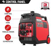 PowerSmart PS5045 4500W Gas Powered Inverter Generator with Electric Start Super Quiet Portable Wheel