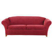 Sure Fit Stretch Piqu 2 Seat Individual Cushion Sofa Covers - GARNET ONE SIZE