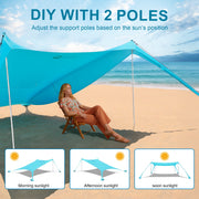 Easierhike 10x10 Beach Tent Sun Shelter, UPF 50+ Sun Protection, Windproof, Water-Resistant, Portable with Carry Bag, Turquoise