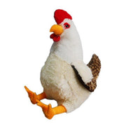 Hugfun Plush Chicken, Oversized 20-Inch Soft White with Brown Wing Tip and Tail Feathers, Yellow Beak, 221883