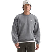 The North Face Evolution Simple Dome Oversized Crew-Neck Pullover, Mid Grey Heather, Cotton-Polyester Blend, Ribbed Cuffs and Hem, Split Kangaroo Pocket, NF0A8FKR