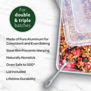 Nordic Ware Naturals Aluminum Bakeware Set, 2 Piece High-Sided Half Sheet Pan with BPA-Free Lid, 13 x 18 in, Silver