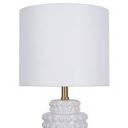Catalina Lighting My Texas House Hob-Nail Ceramic Table Lamp with White Fabric Drum Shade, Brass Accents, 21 in, 24182-000