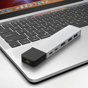 Sanho Hyper NET 6-in-2 USB-C Docking Station, 4K30Hz HDMI, Gigabit Ethernet, 40Gbps Data Transfer, 100W Power Delivery, Aluminum, Silver, GN28N-SILVER