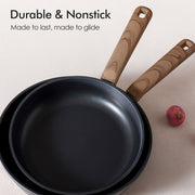 Sensarte Ceramic Nonstick Cookware Set, 24 Pieces, Die-Cast Aluminum, Induction Compatible, Matte Black