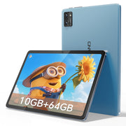 Doundy Android Tablet, 10.1 Inch HD IPS Display, Octa-Core Processor, 10GB RAM, 64GB Storage, Dual Cameras, Bluetooth 5.0, Blue
