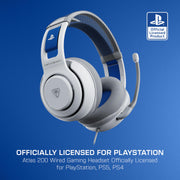 Turtle Beach Atlas 200 Wired Gaming Headset, 50mm Nanoclear Drivers, Flip-to-Mute Mic, Memory Foam Cushions, Floating Adjustable Headband, White