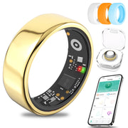 Hivisuals MUMUCREAM Mart Fitness Tracking Ring, Sleep Monitor, 5-Day Battery, Gold, Size 8