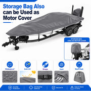 Agricasst 18-20FT Trailerable Boat Cover, 1200D Heavy Duty Waterproof Tarp Covers with Boat Motor Cover, Grey