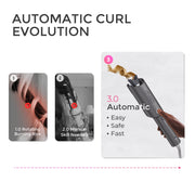 TYMO CURLPRO Automatic Curling Iron, 1 Inch Ceramic Barrel with GLOSS Tourmaline, Ionic Technology, Dual Voltage, Gray