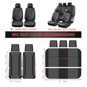 Coverado DJCP04 Black Upgraded PVC & Fabric Car Seat Covers Full Set, 9-Pieces Universal Fit for Most Cars SUV Trucks