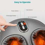 Nekteck Shiatsu Foot Massager Machine with Soothing Heat, Deep Kneading Therapy, Adjustable Air Compression, Silver, FM12