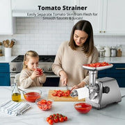 AIRMSEN Electric 4 in 1 Meat Grinder with Tomato Strainer, Meat Mincer with 2 Blades & 3 Plates