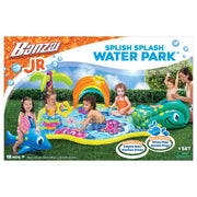 Banzai Jr. Splish Splash Inflatable Water Park for Toddlers with Whale Slide, Dolphin Rider, Starfish Toss Rings, Rainbow Canopy, Multicolor