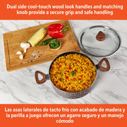 IMUSA 4.8 Qt Talavera Aluminum Black Ceramic Dutch Oven with Glass Lid and Wood Look Handles IMU-24015