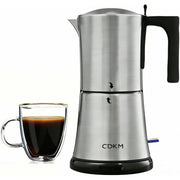 CDKM CDKM MC-70A Automatic Mocha Coffee Pot, Electric Coffee Maker, Food-Grade 304 Stainless Steel, One-Touch Operation, 3-6 Cups 340ml, Frosted Silver