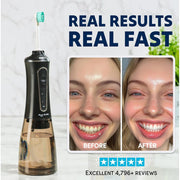 Puur Smile Professional Cordless Water Flosser, Rechargeable, IPX7 Waterproof, Black, 7 Replacement Tips, Multiple Pressure Settings