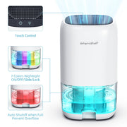 Kloudic Dehumidifier, Portable 35oz Water Tank, Ultra Quiet Operation Below 39dB, Auto Shut Off, White, 280 Sq.ft Coverage, CS01-WH
