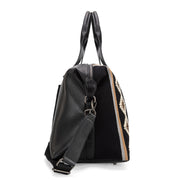 Montana West Wrangler Large Travel Duffel Bag for Women, Aztec Tapestry Design, Vegan Leather Handles, Carry-On Size, Black