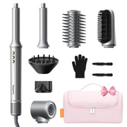 Easywave 7 in 1 Hair Styler and Dryer Brush Set with Ionic Technology, High-Speed 110000 RPM, Auto-Wrap Curlers, Volumizer, Straightener, Diffuser, Heat-Resistant Glove, Travel Case