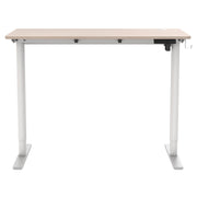 Mainstays Electric Stand Desk, Adjustable Height 28.7 to 46.5 in, Natural Oak Desktop, White Steel Frame, LED Memory Control, 44 x 24 in