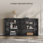 SICOTAS 66.3 Inch W Large Kitchen Sideboard Buffet Cabinet, Black