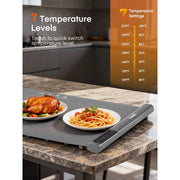 Fohere BWP01 Warming Mat for Food Extra Large 55in x 16in 550W Full-Surface Heating Food Warmer Tray with 7-Level Adjustable Temperature and 4-Hour Timer, Gray