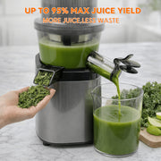 HYSapientia Cold Press Juicer Machine, Masticating Juicer with 250W Motor, 4-Inch Wide Chute, 1000ml Juice Cup, Silver, SD603