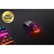 SteelSeries Aerox 3 Onyx Wireless Gaming Mouse, Ultra-Lightweight 68g, TrueMove Air Optical Sensor 18,000 CPI, Dual 2.4 GHz and Bluetooth 5.0 Connectivity, IP54 Water and Dust Resistant, USB-C Fast Charging