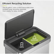16 Gal Dual Compartment Motion Sensor Trash Can, Matte Stainless