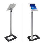 Pyle Tablet Metal Security Stand Holder with Adjustable Clamp-Style Arm, Anti-Theft Floor Mount, White, PSPADLK38