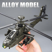 Anmyjuly Apache Aircraft Alloy Die-Cast Armed Helicopter Collectible, Green, 11 in Length, F64-1