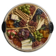 Farberware 5322954 Build-a-Board Bamboo Charcuterie Cutting Board with 3 Sections, 14 in Round, Black