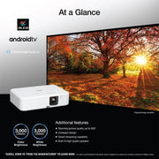 Epson EpiqVision Flex CO-FH02 Full HD 1080p Smart Portable Projector, 3,000 Lumen Brightness, 3-Chip 3LCD Technology, Android TV, Built-In Speaker