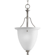 Progress Lighting P3793-09 1-Light Inverted Pendant with White Etched Glass, Brushed Nickel