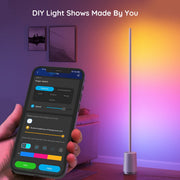Govee RGBIC Floor Lamp, Multi-Color LED with 64 Lighting Effects, Music Sync, Voice and Remote Control, White Aluminum Finish, H8072A82/H6072A82