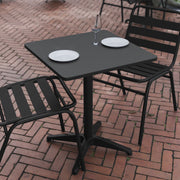 Flash Furniture Mellie 23.5 in Black Square Aluminum Indoor-Outdoor Patio Table with Stainless Steel Top and Sturdy Base