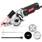 Eastvolt EVEMC002D Mini Circular Saw, 3-3/8 in, 4.5Amp 5000RPM Motor, Laser Guide, Adjustable Depth