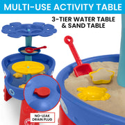 Delta Children Spidey and His Amazing Friends 3-Tier Water Play Table with 9-Piece Toy Set, Blue, TT89081SM-1164