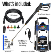 Westinghouse Electric Pressure Washer, 3400 Max PSI, 2 Max GPM, Brushless Motor, 5 Quick Connect Nozzles, Onboard Soap Tank, Blue, WPX3400e