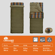 Kelty 35431725BOV Wayback 20 F Oversized Sleeping Bag, Burnt Olive