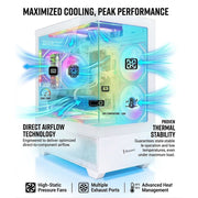 Evounic Gaming Desktop Computer, Intel Xeon i7 E5 10-Core, NVIDIA GTX 1660, 32GB RAM, 512GB SSD + 1TB HDD, Windows 11, WiFi 6, Bluetooth 5.4, 7 ARGB Fans, RGB Keyboard & Mouse, 650W PSU
