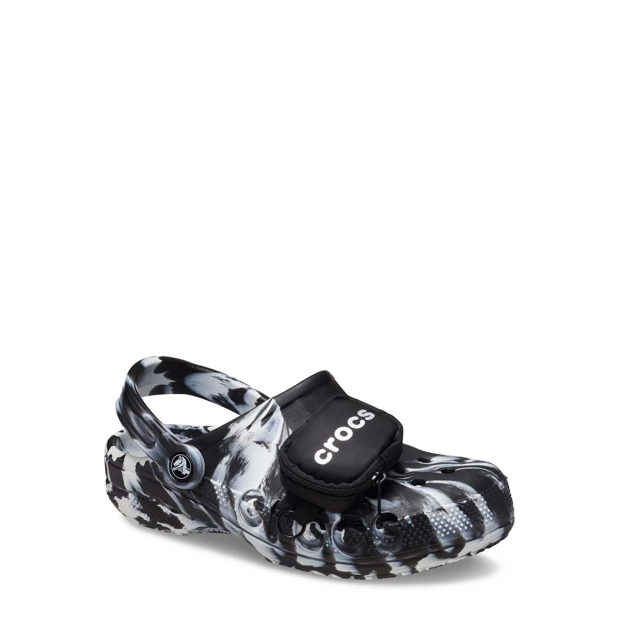 Crocs Mens Baya Marbled Slip On Clogs with Pouch and Carabiner Jibbitz ...