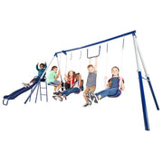 Sportspower MSC-4510 Arcadia Metal Swing Set with 5ft Slide, Trapeze, 2 Person Glider Swing