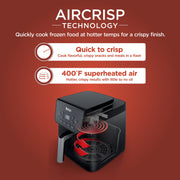 Ninja AF180 4-in-1 Pro XL Air Fryer, 6.5 Qt Capacity, Air Crisp Technology, Nonstick Basket & Crisper Plate, Black