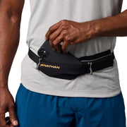 Nathan Mirage Sport Belt, Adjustable Elastic Fit, Two Expandable Zipper Pockets, Plastic Buckle Closure, Black