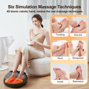 Qi-EU Shiatsu Foot Massager with Heat, Adjustable Air Compression, Six Massage Techniques, Remote Control, Black